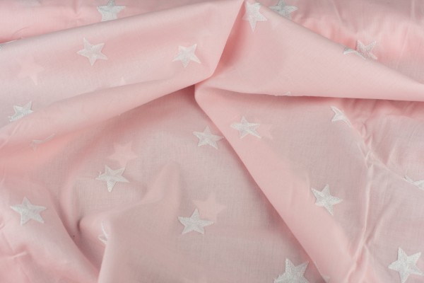 Baumwolle rosa mit weißen Sternen